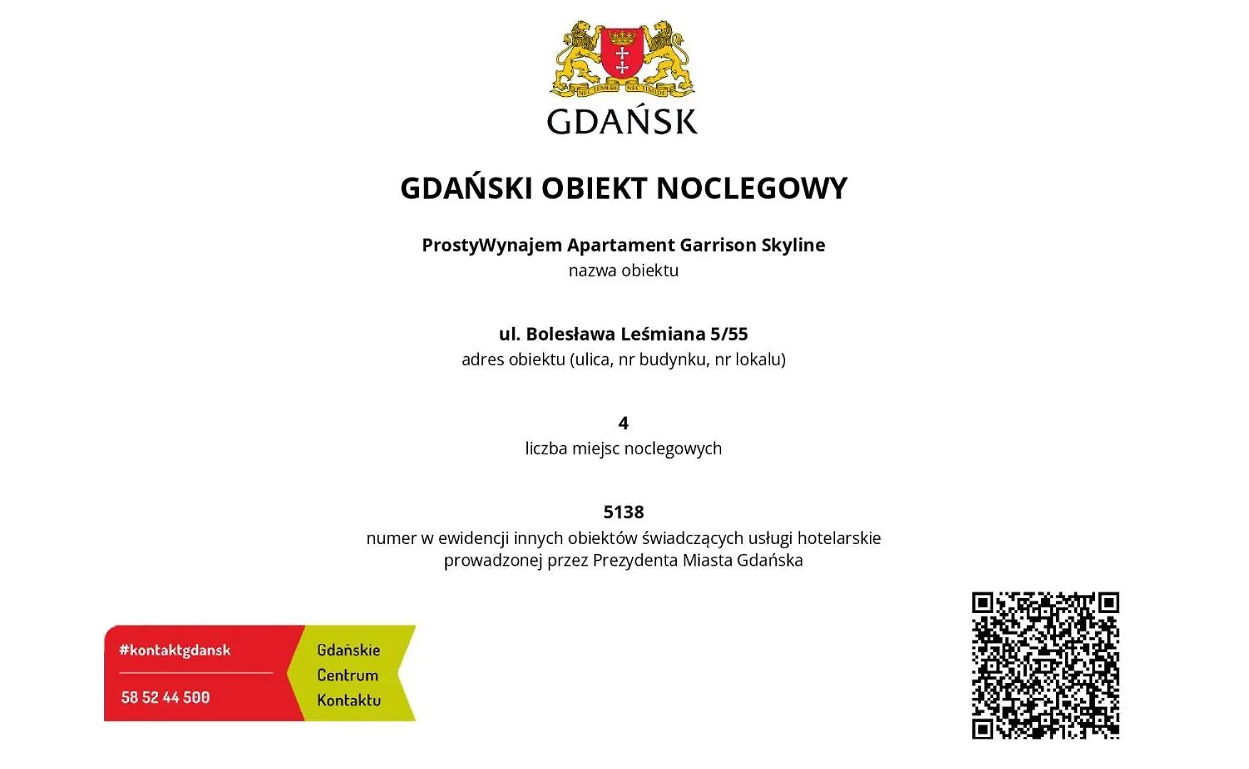Prostywynajem Apartament Garrison Skyline Parking Gdansk
